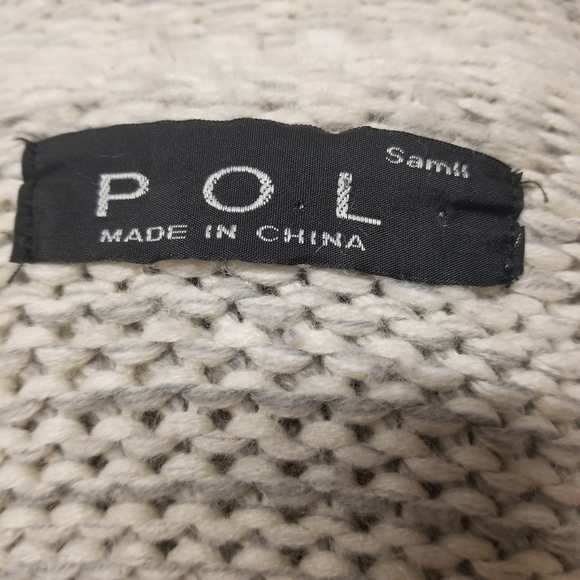 Vintage POL Chunky Knit Long Duster Gray Open Cardigan Sweater Woman's M - Picture 6 of 6